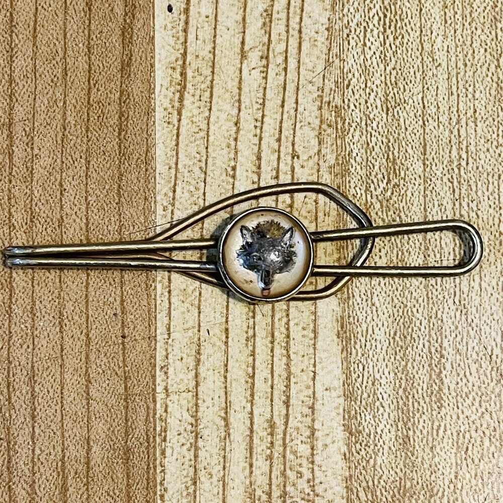 KREMENTZ Wolf Tie Bar Clip Clasp ~ Deco Retro MCM Vintage Mens Wolves Jewelry